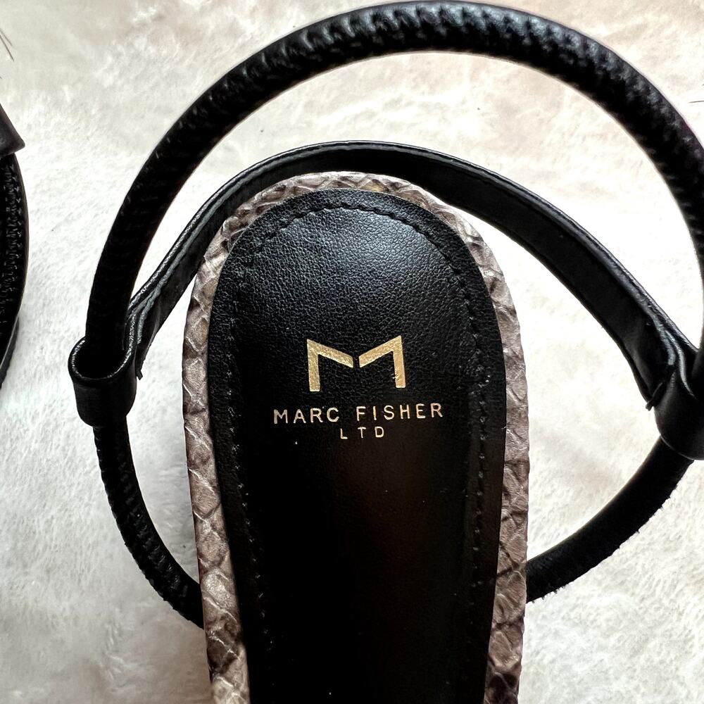 Marc Fisher Snake Skin Low Block Heel Sandal - image 2